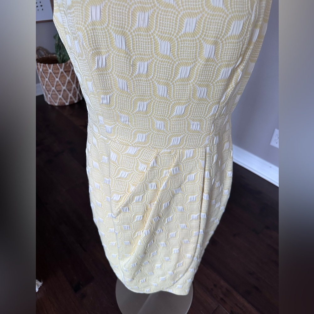 The Limited MCM Mod Mad Men Tulip Hem Cotton Sheath Dress Yellow/Ivory Size 12 - Picture 2 of 10